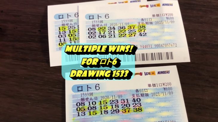 MULTIPLE ロト6 WINS!  FOR DRAWING 1533 Nov. 9,2020  – FIND OUT HOW MUCH I WON!!!!!!!!!