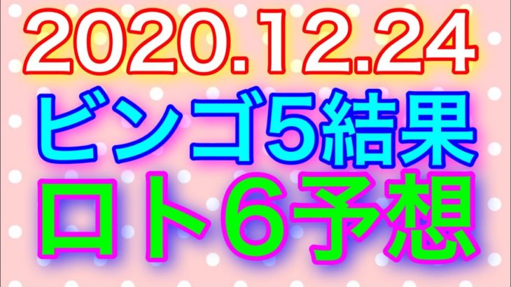 【2020.12.24】ビンゴ5結果＆ロト6予想！