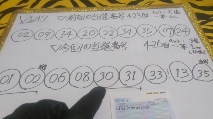 ロト7 結果 第426回 宝くじ 当選番号 #38 金鬼