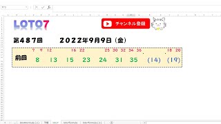 予想数字 第487回 LOTO7 ロト7 2022年9月9日 (金) HiromiTV
