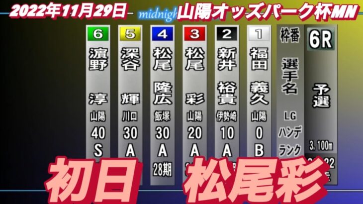 2022年11月29日【松尾彩】山陽オートオッズパーク杯MN初日6R 予選！