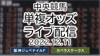 2022.12.11 単複オッズライブ配信 中央競馬 阪神ジュベナイルＦ カペラステークス