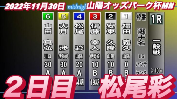2022年11月30日【松尾彩】山陽オートオッズパーク杯MN２日目1R一般戦！