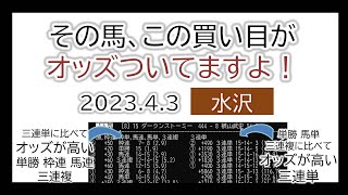 水沢競馬 オッズの偏り ライブ配信 2023.04.03